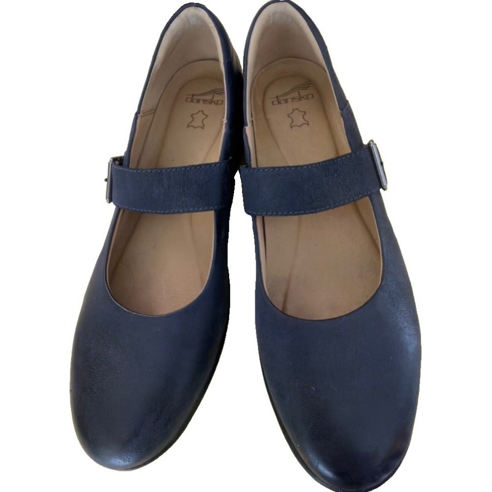 Dansko Mary Jane Shoes Womens 41 US 10.5-11 Navy Blue Leather Comfort Flats